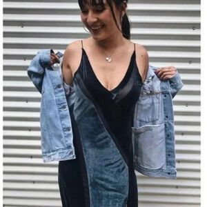 Urban Outfitters Neon Blonde Jean Jacket Light Wash Denim Distressed Blue XS